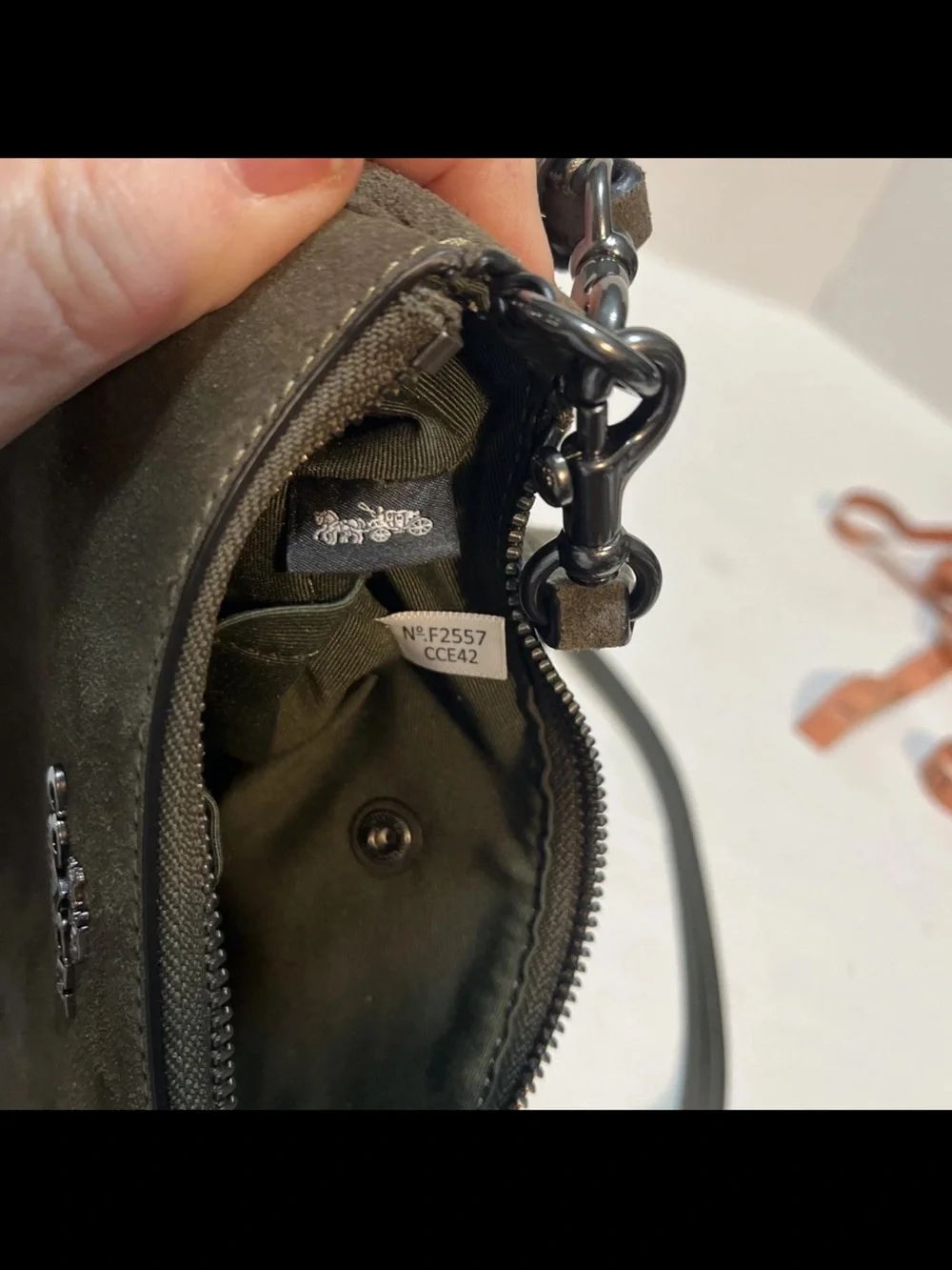 Coach Olive Suede Crossbody Bag with Tassel